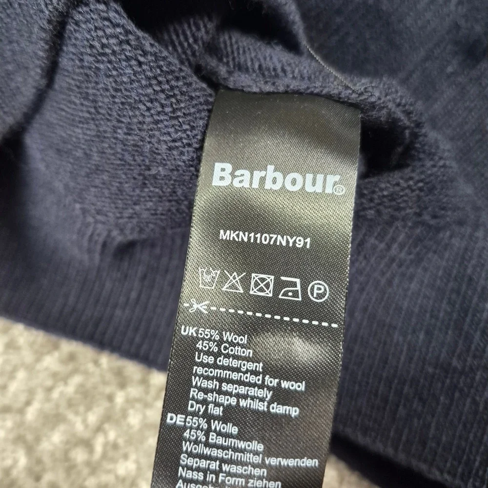 Barbour Sweater Mens S Navy Blue Leahill Roll Neck Wool Cotton Pullover NWT